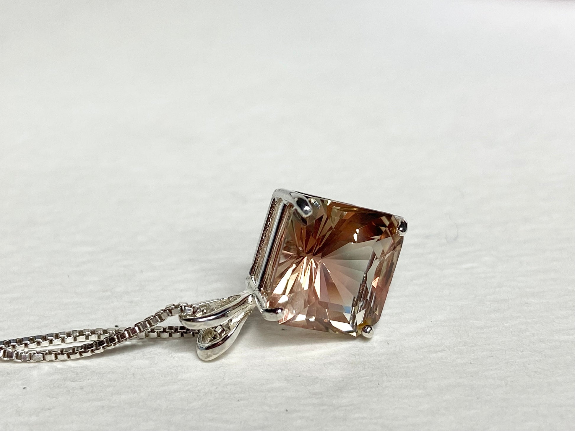 Large Oregon Sunstone pendant necklace in sterling silver.