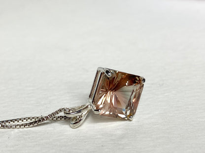 Large Oregon Sunstone pendant necklace in sterling silver.