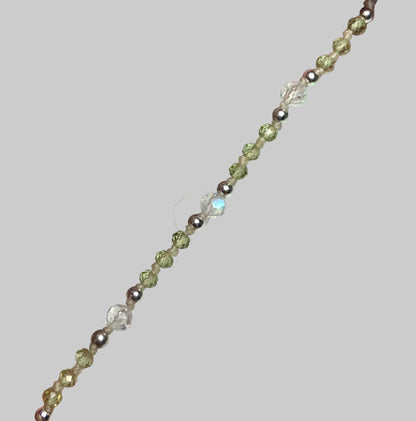 Peridot and fine blue sheen moonstone beaded bracelet with sterling silver