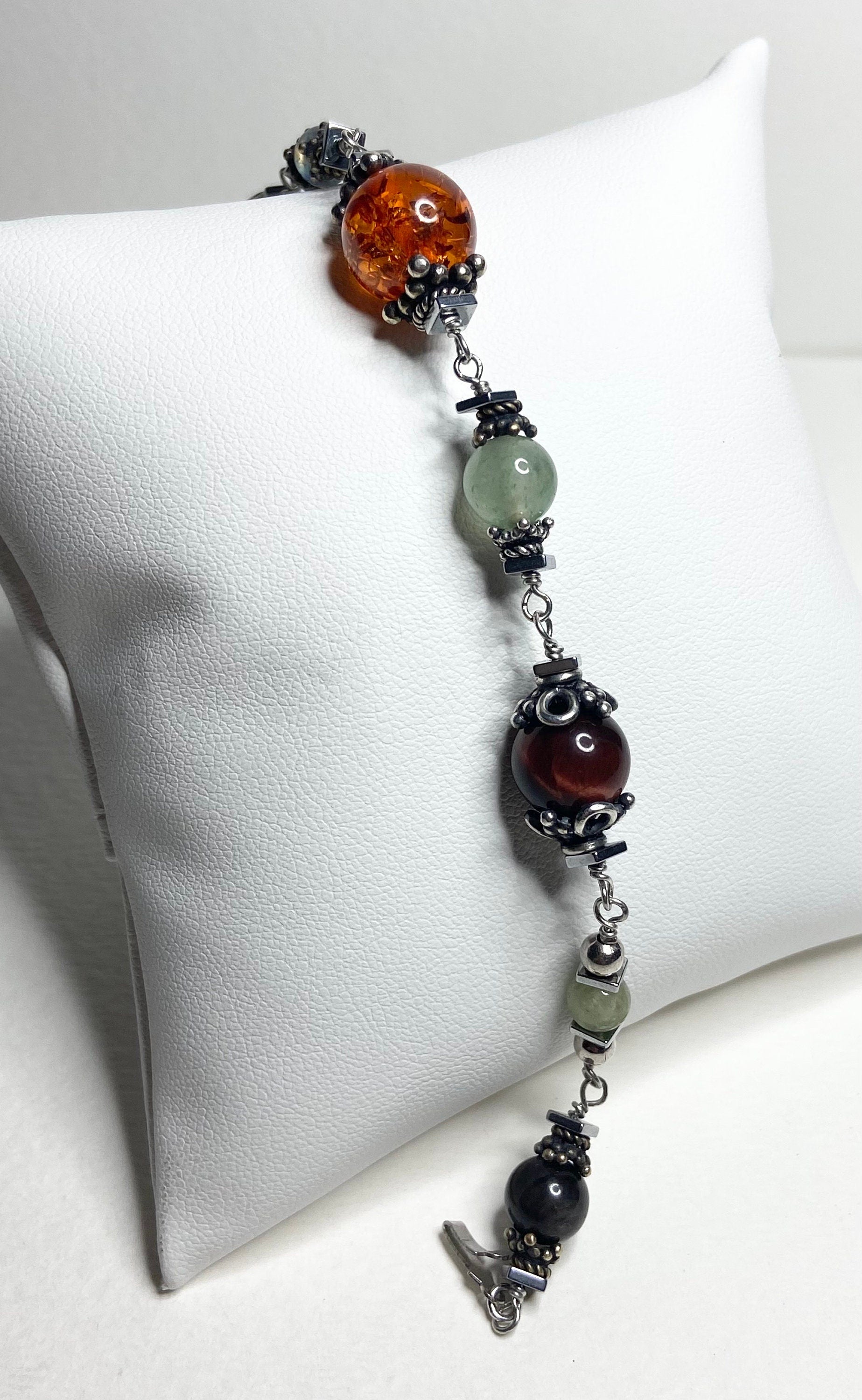 Multi gem beaded bracelet semi precious