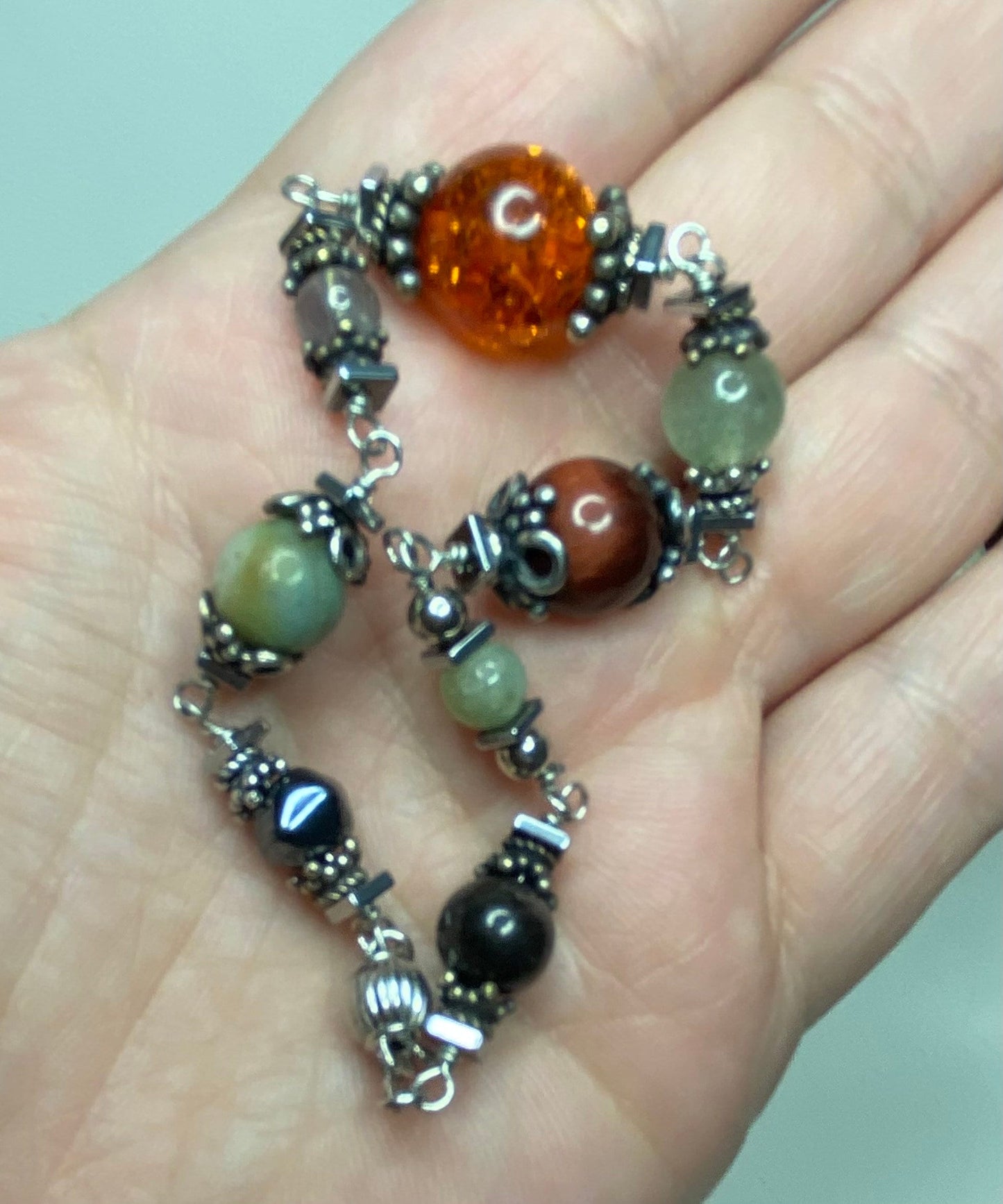 Multi gem beaded bracelet semi precious