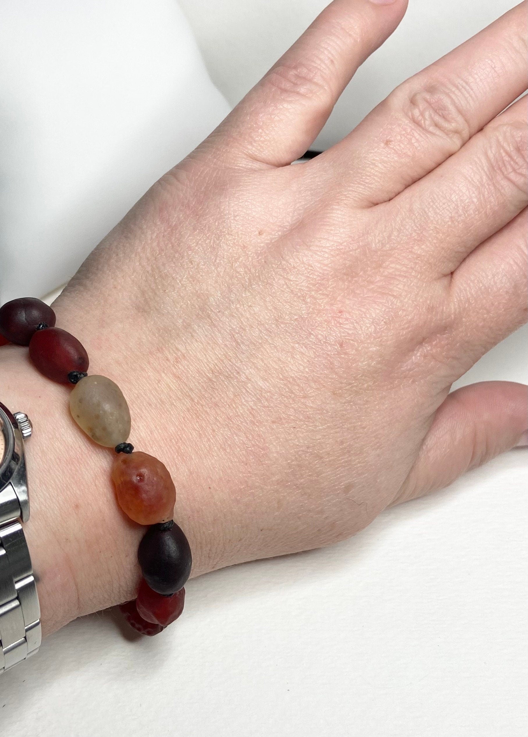 Gobi Desert Agate leather bracelet magnetic clasp