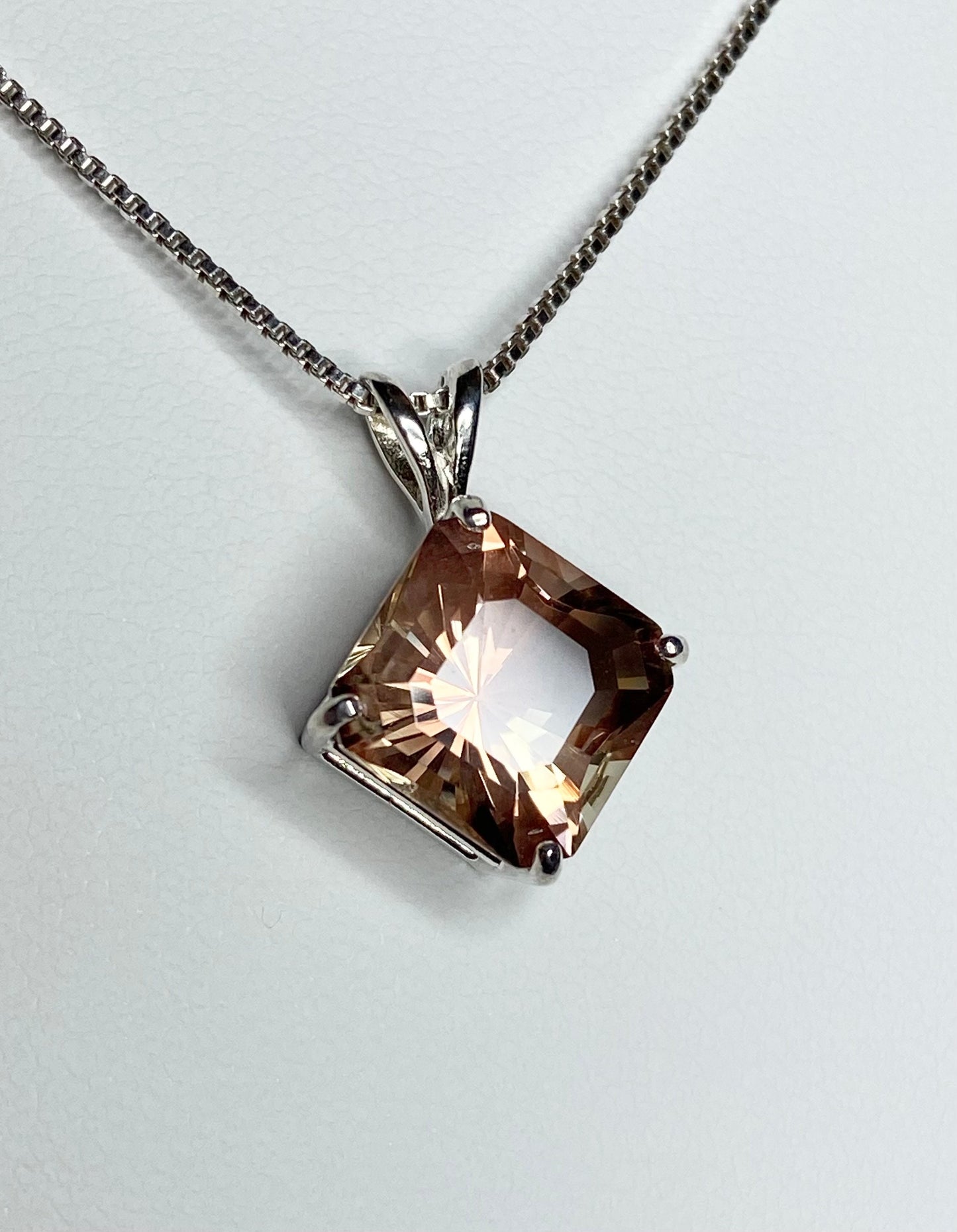Large Oregon Sunstone pendant necklace in sterling silver.