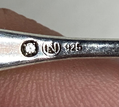 Nadri sterling silver hinged bangle bracelet with amazonite and simulated diamonds.