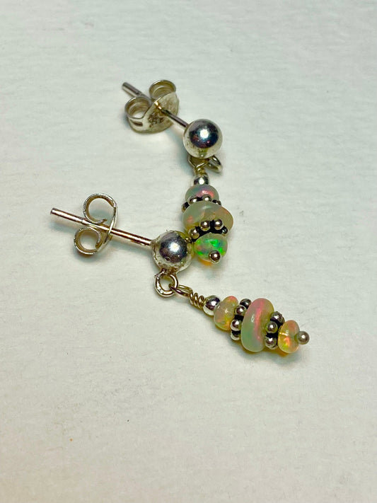 Sterling silver dangle earrings with Ethiopian Wello opals.