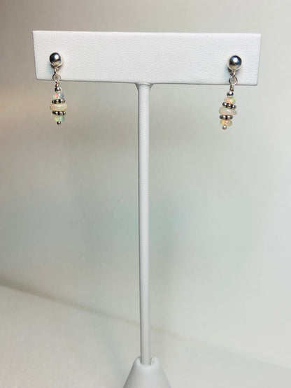 Sterling silver dangle earrings with natural Ethiopian Wello opals.