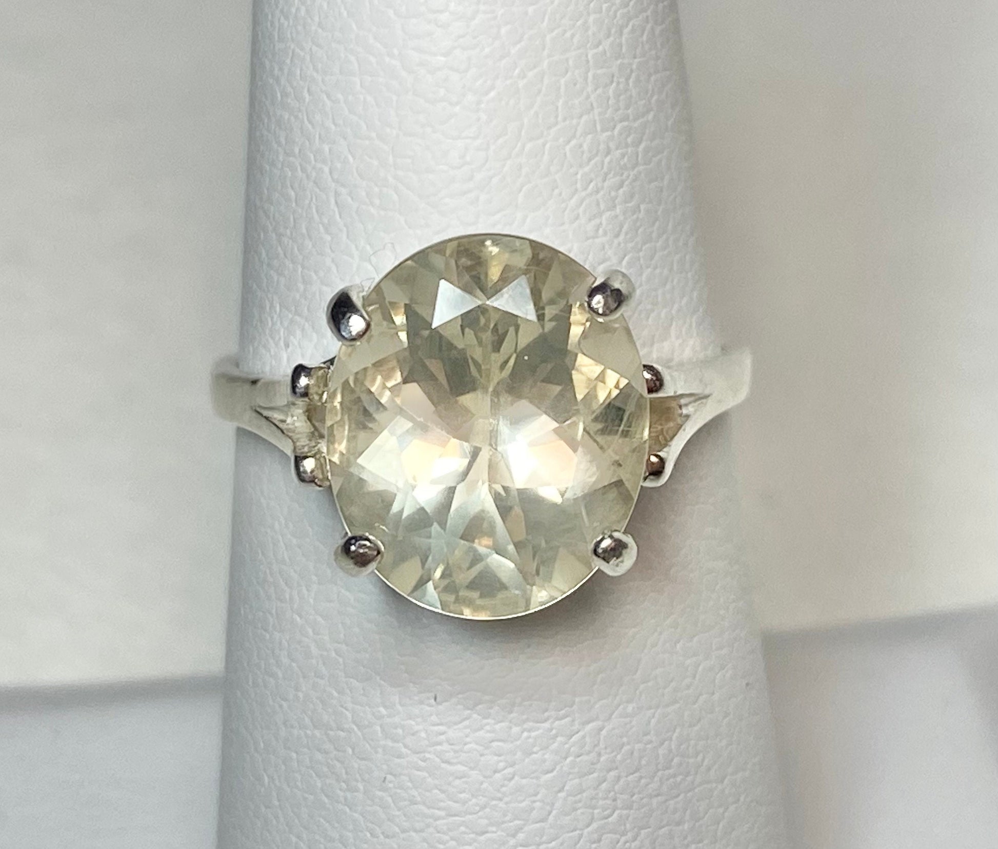 Sterling silver ring with a 12x10mm oval Oregon Sunstone.