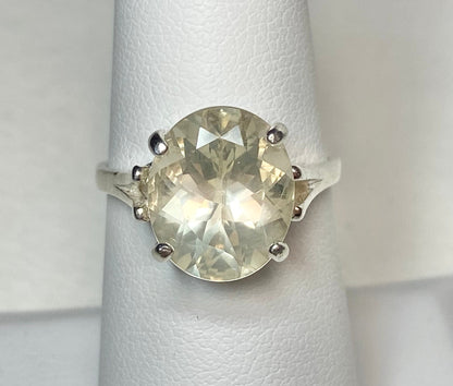 Sterling silver ring with a 12x10mm oval Oregon Sunstone.
