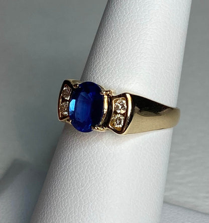 Levian 14k yellow gold ring with sapphire and diamonds.
