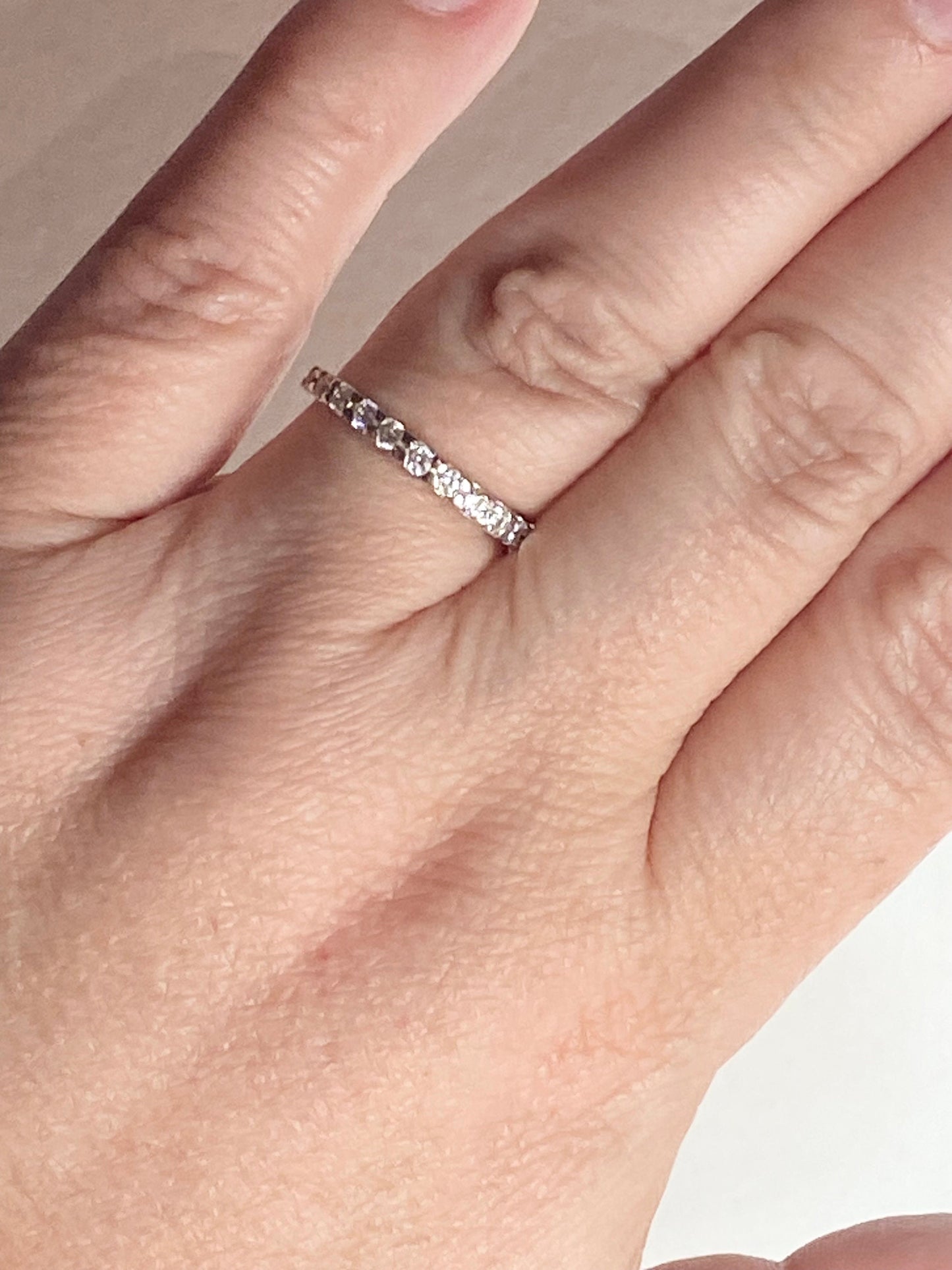 Anniversary stackable band ring with cz crystals size 7