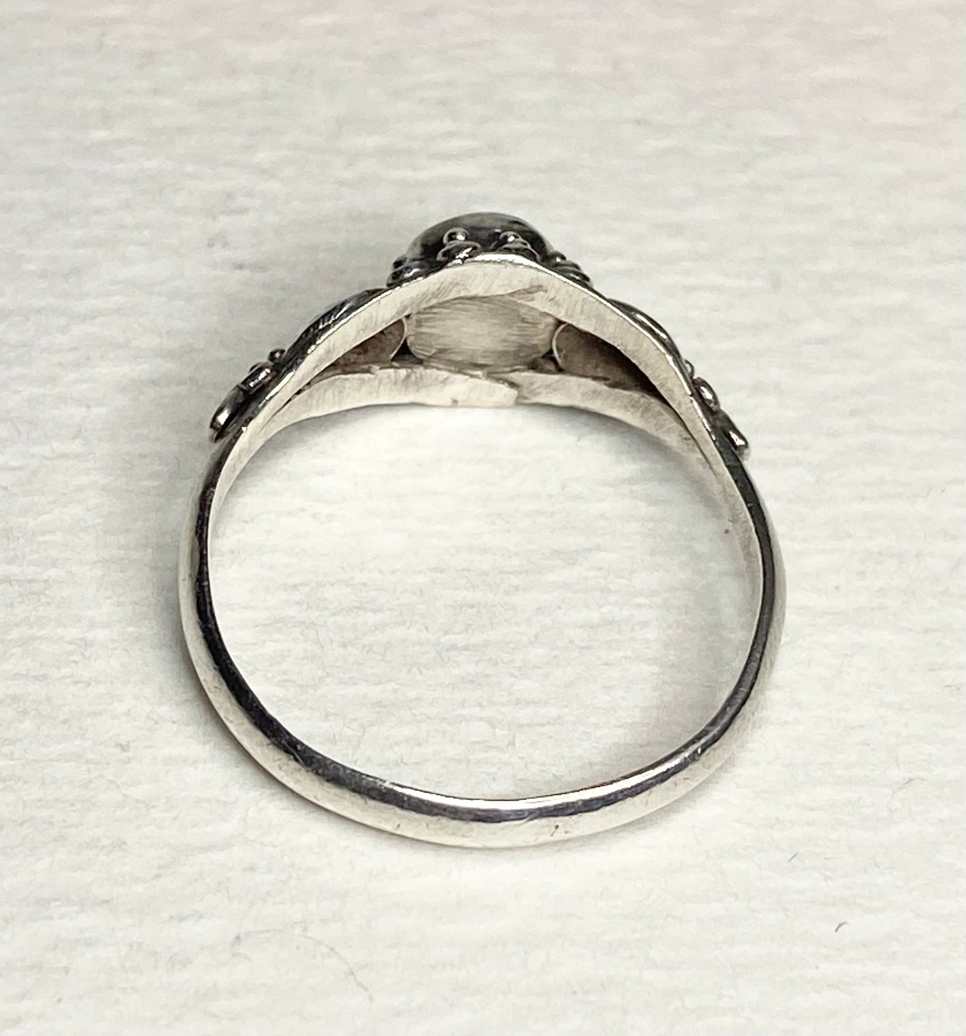 Handmade sterling silver ring with a small Australian opal, size 7.