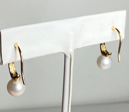Gold vermeil drop earrings with 7mm cultured pearls.