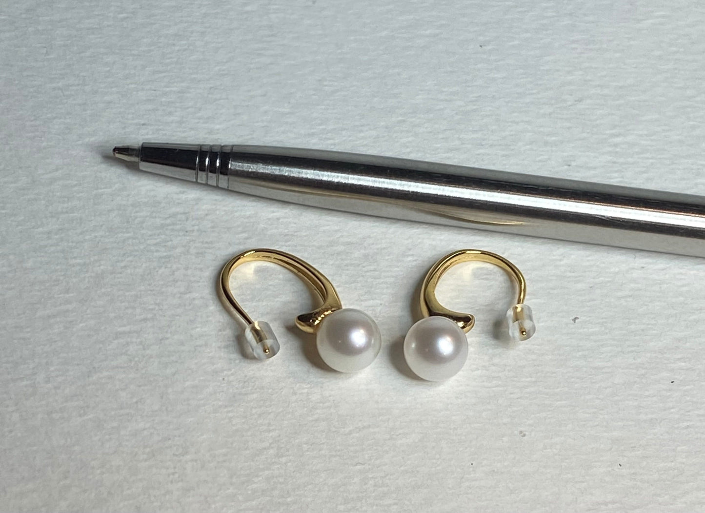 Gold vermeil drop earrings with 7mm cultured pearls.