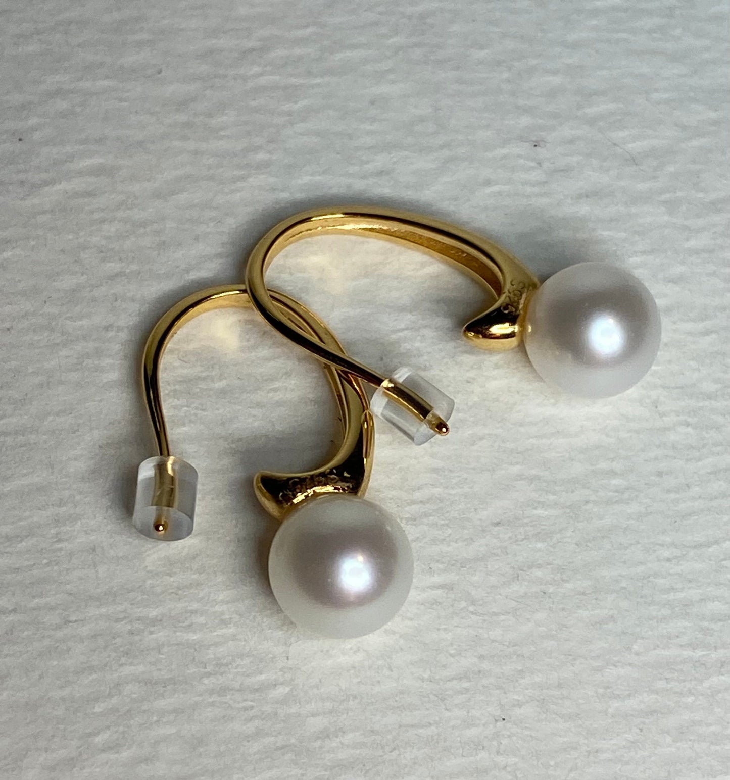 Gold vermeil drop earrings with 7mm cultured pearls.