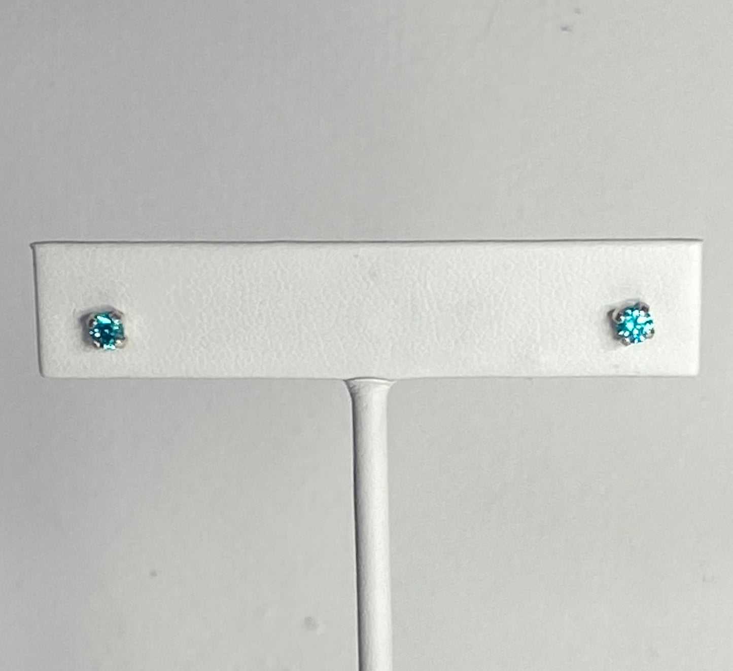 Mint aqua Swarovski CZ studs in sterling silver.