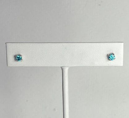 Mint aqua Swarovski CZ studs in sterling silver.
