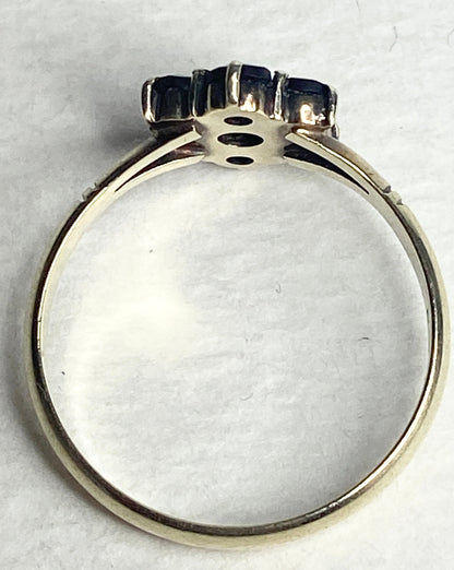 Bohemian rose cut garnet cluster daisy ring in solid 14k gold.