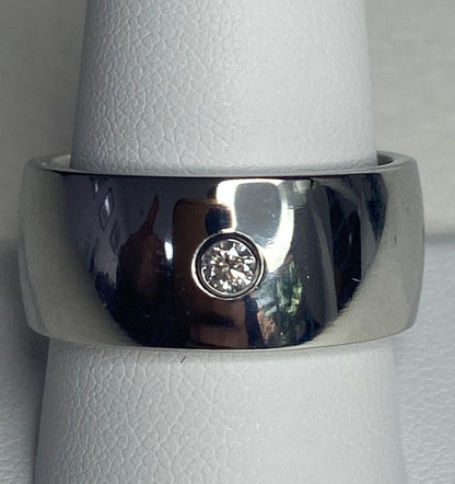 Hefty cobalt band ring with a 1/10ct natural diamond, size 10.
