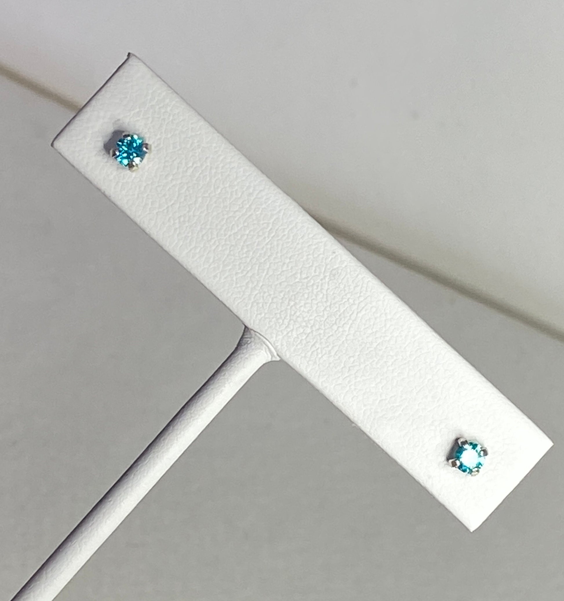 Mint aqua colored Swarovski CZ studs in sterling silver.