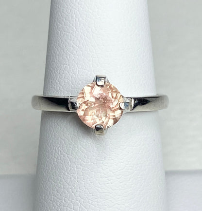 Sterling silver ring with a peach Oregon sunstone.