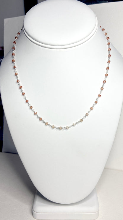 Sterling silver choker necklace with faceted brown ombre zircon beads.