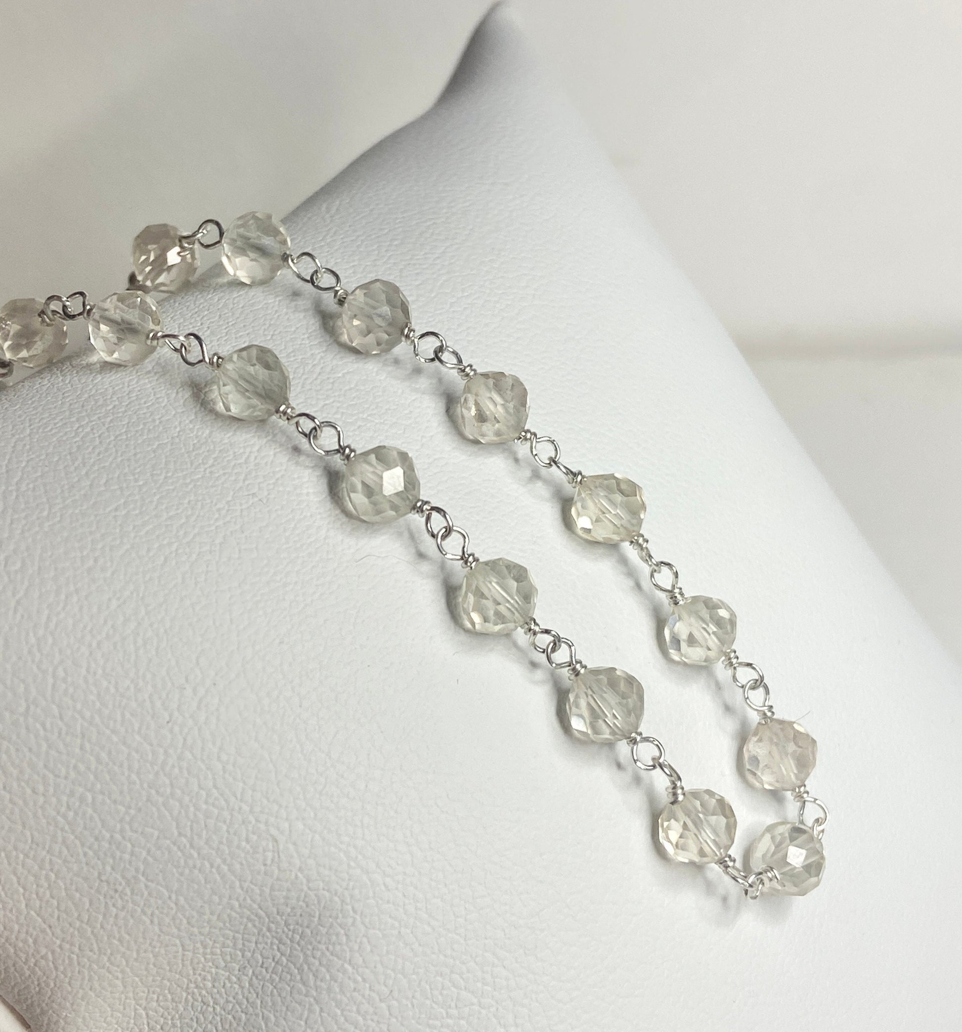 Sterling silver bracelet with faceted yellow Oregon sunstone beads.