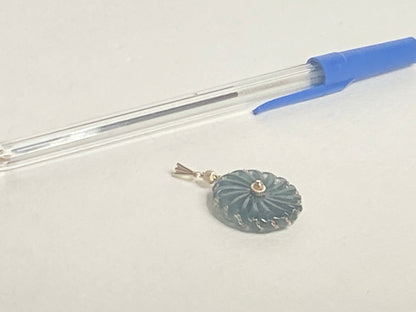 Guatemalan teal jadeite donut pendant with 14k gold bale.