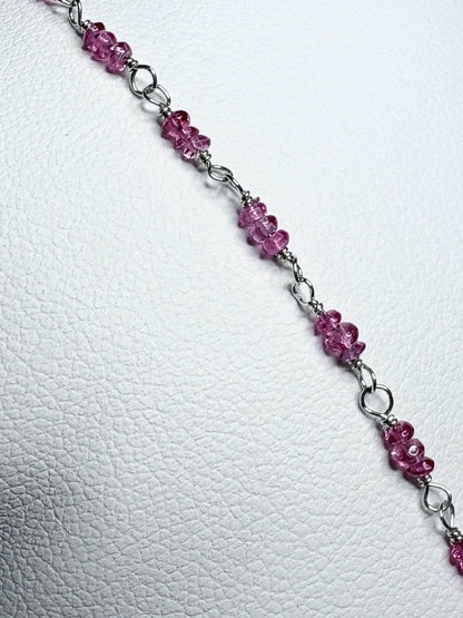 Sterling silver bracelet with natural hot pink Burmese spinel beads.