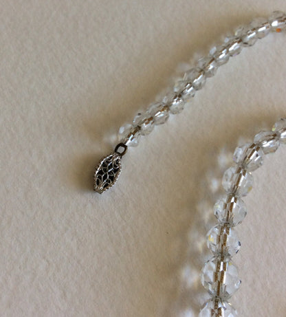 Vintage Art Deco faceted crystal bead gold filled necklace with filigree clasp
