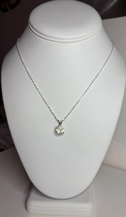 Sterling silver pendant necklace with a 10mm trillion-cut Oregon sunstone.