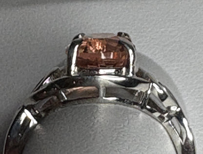 Oregon Sunstone free form ribbon ring in sterling silver.