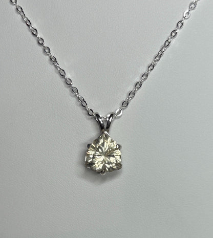 Sterling silver pendant necklace with a 10mm concave cut trillion Oregon sunstone.