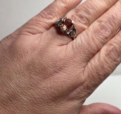 Sterling silver ring with an oval Oregon sunstone.