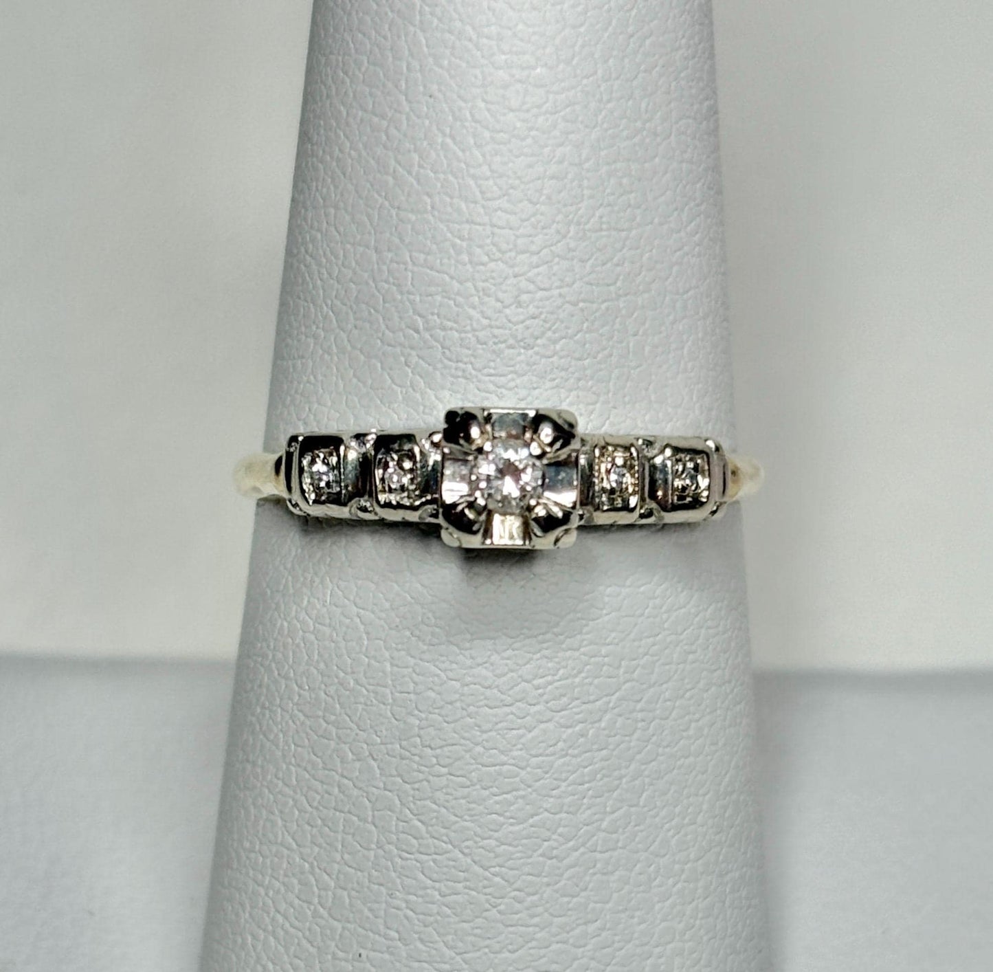 Vintage 14k gold two-tone ring with diamonds.