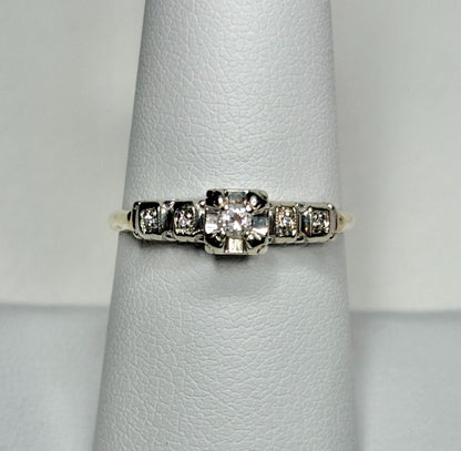 Vintage 14k gold two-tone ring with diamonds.