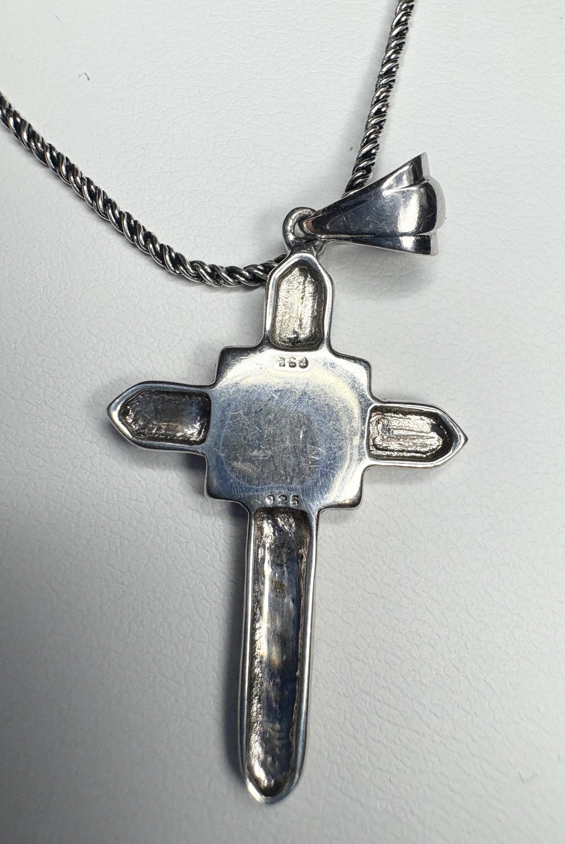 Sterling silver cross pendant necklace with a nano laser inscribed Bible.