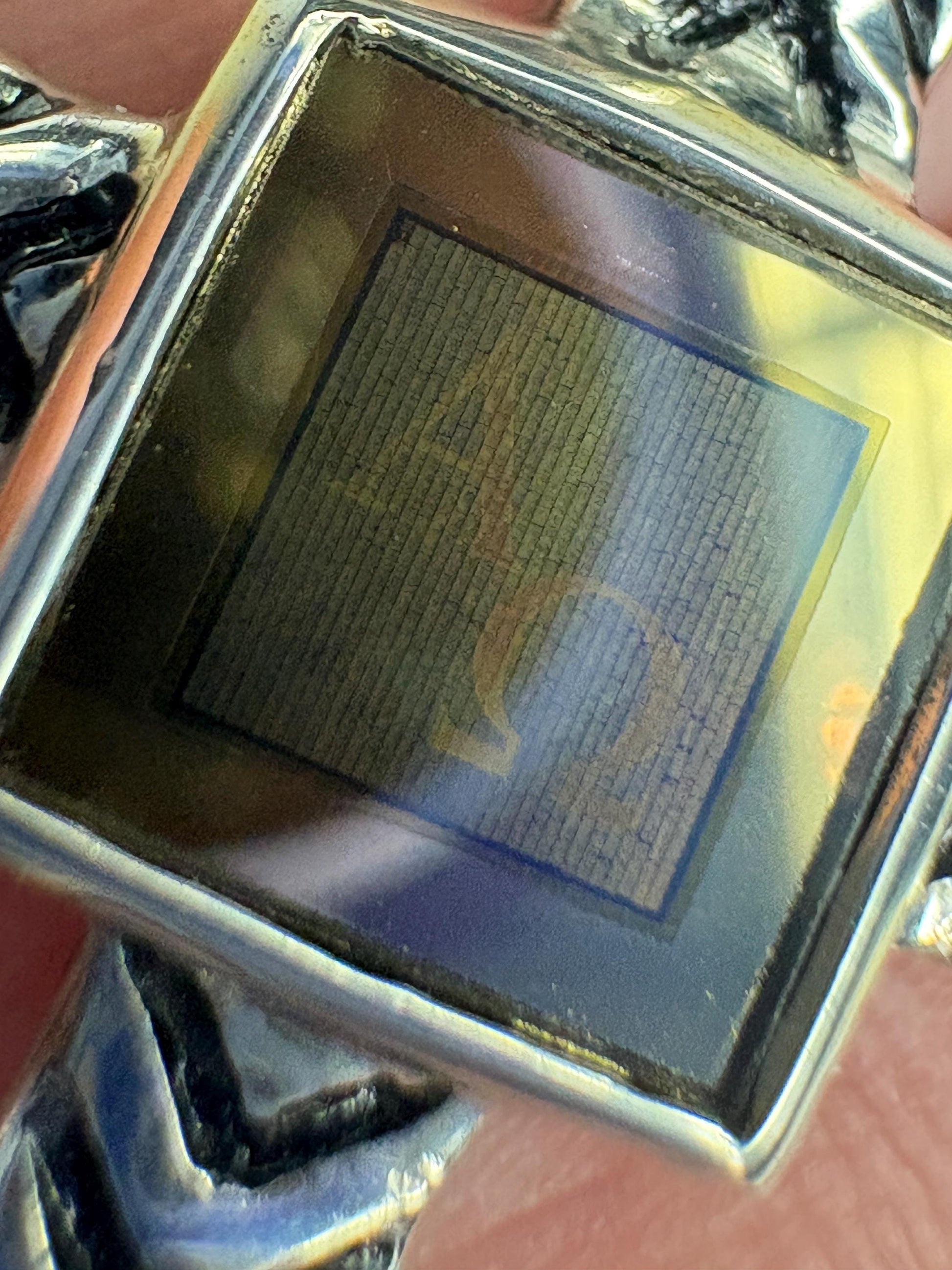 Sterling silver cross pendant necklace with a nano laser inscribed Bible under glass.