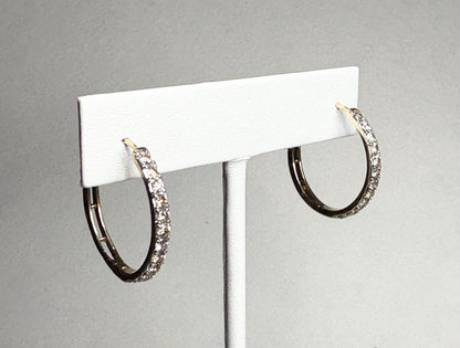 10k gold hoop earrings with channel-set champagne or chocolate brown diamonds.