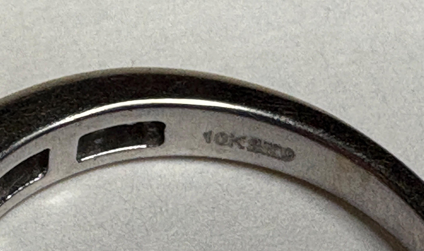 10k white gold anniversary band ring with channel-set diamonds.