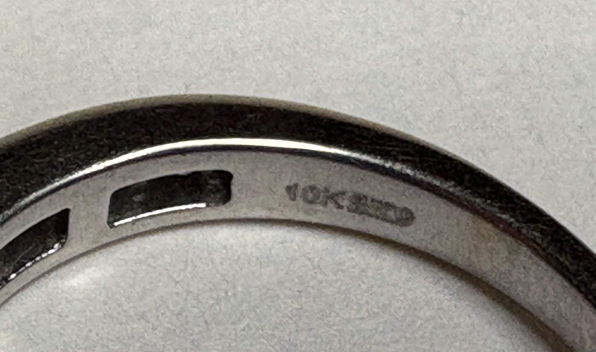 10k white gold anniversary band ring with channel-set diamonds.