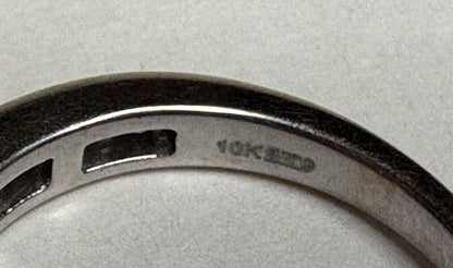 10k white gold anniversary band ring with channel-set diamonds.