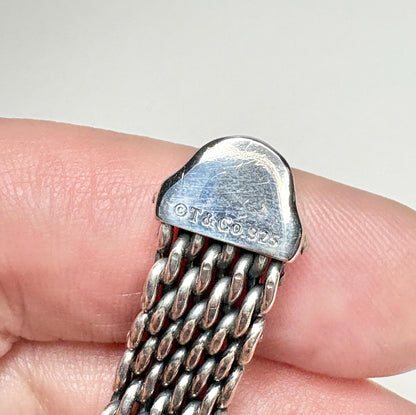 Vintage Tiffany & Co. sterling silver mesh bracelet with lobster claw clasp.