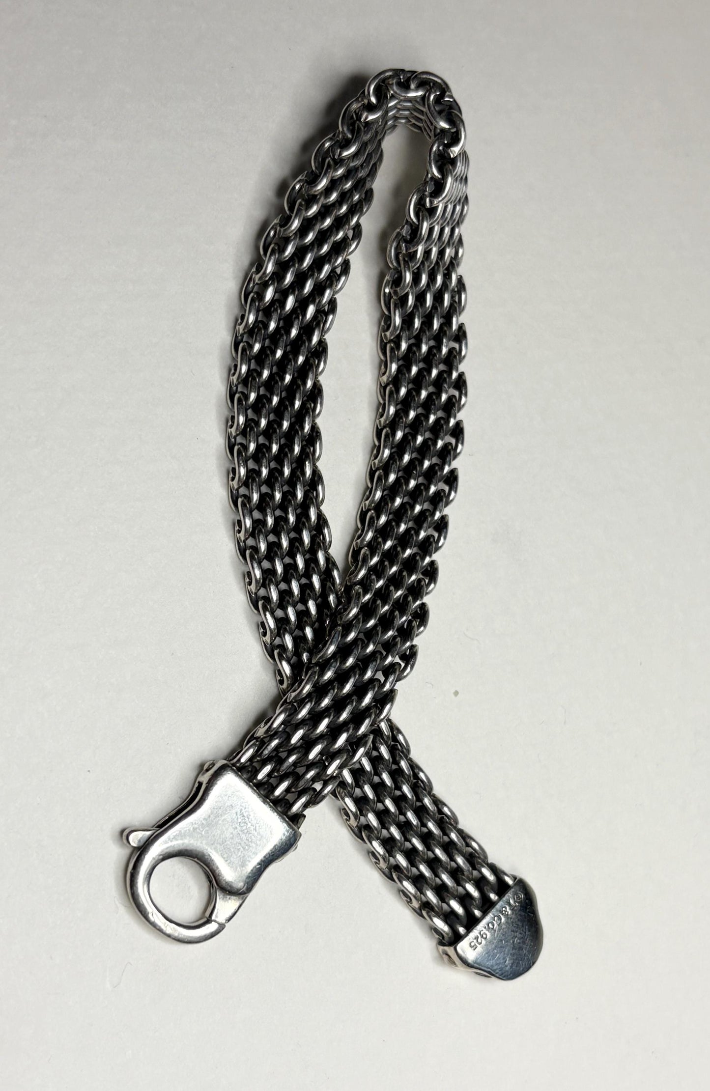 Vintage Tiffany & Co. sterling silver mesh bracelet with lobster claw clasp.