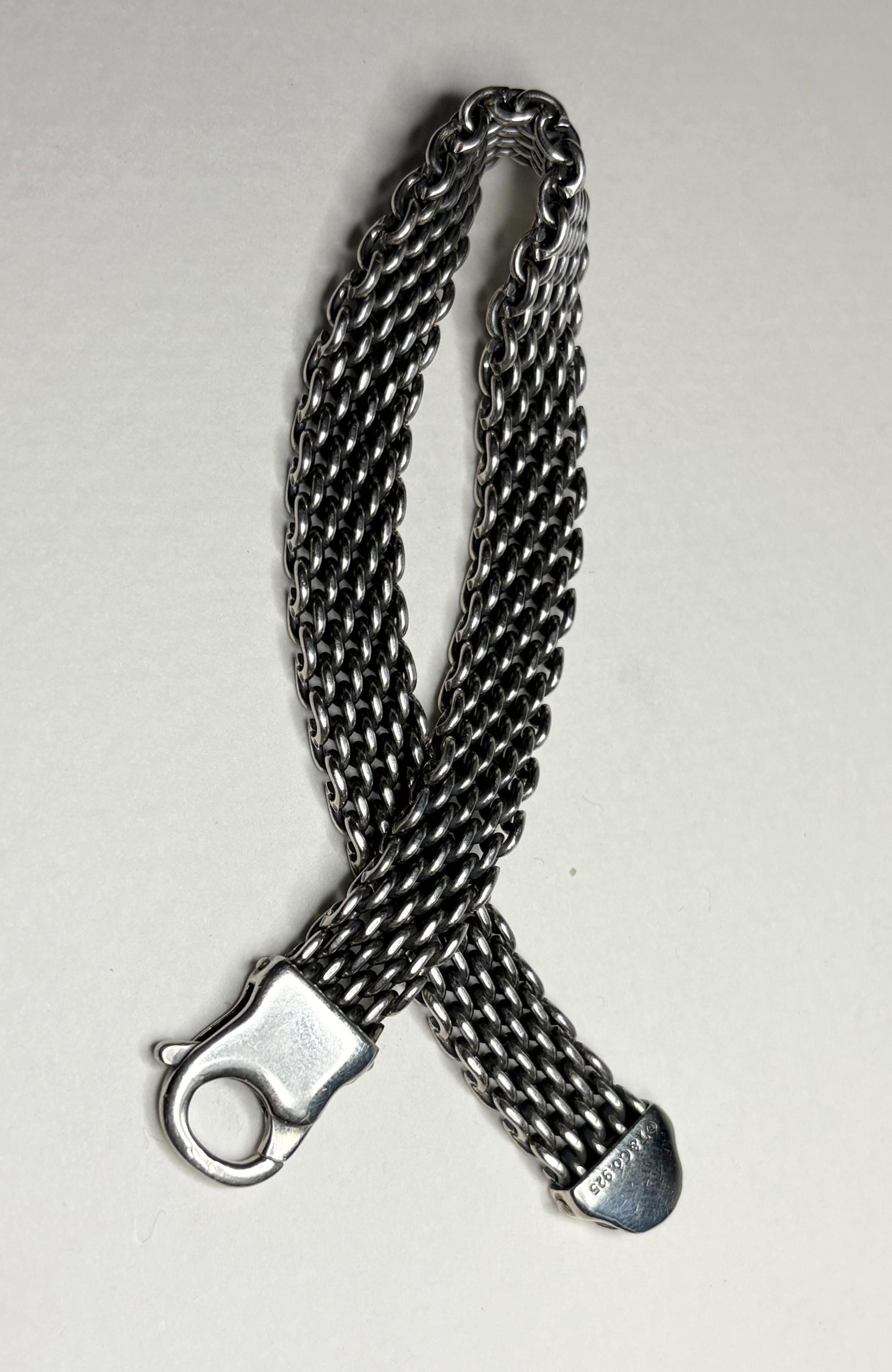 Vintage Tiffany & Co. sterling silver mesh bracelet with lobster claw clasp.