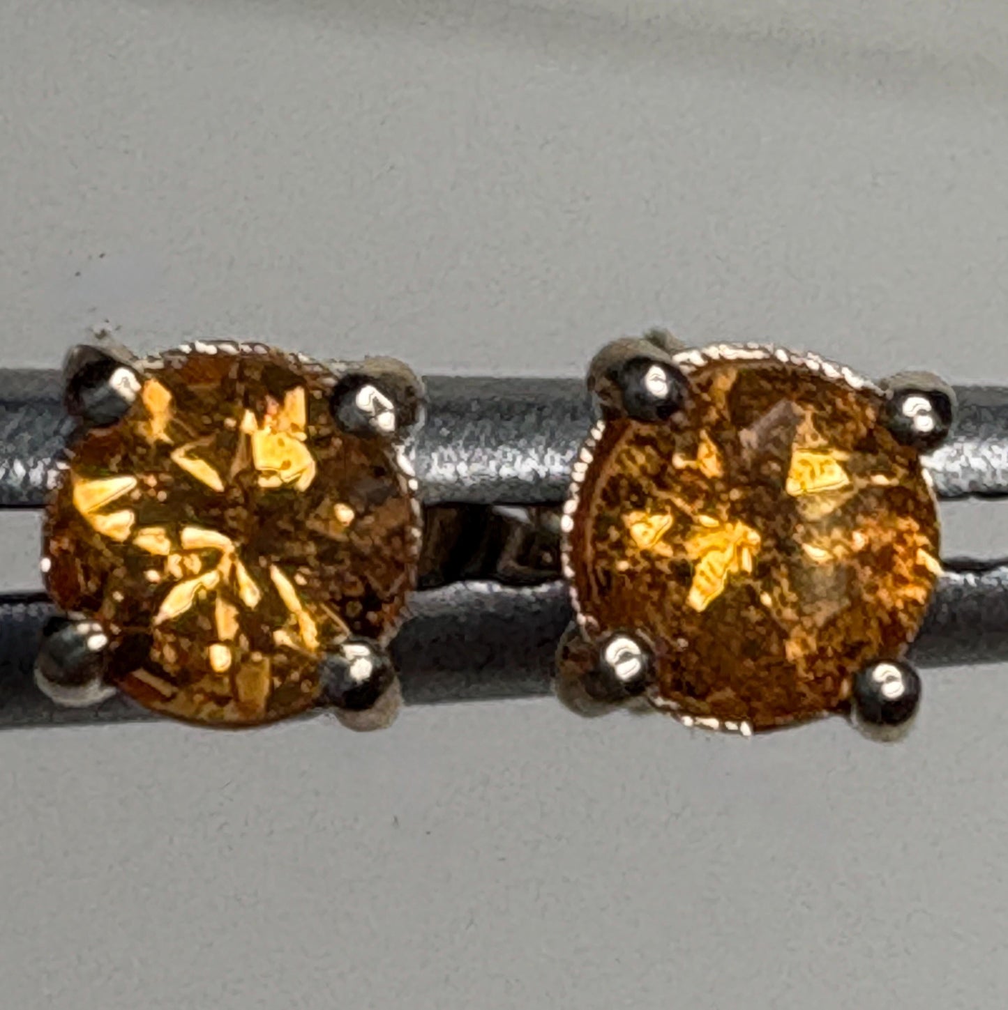 Spessartite garnet stud earrings in solid 9k gold.