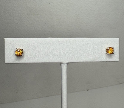 Spessartite garnet stud earrings in solid 9k gold.