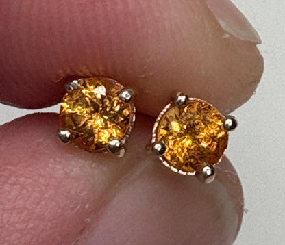 Spessartite garnet stud earrings in solid 9k gold.