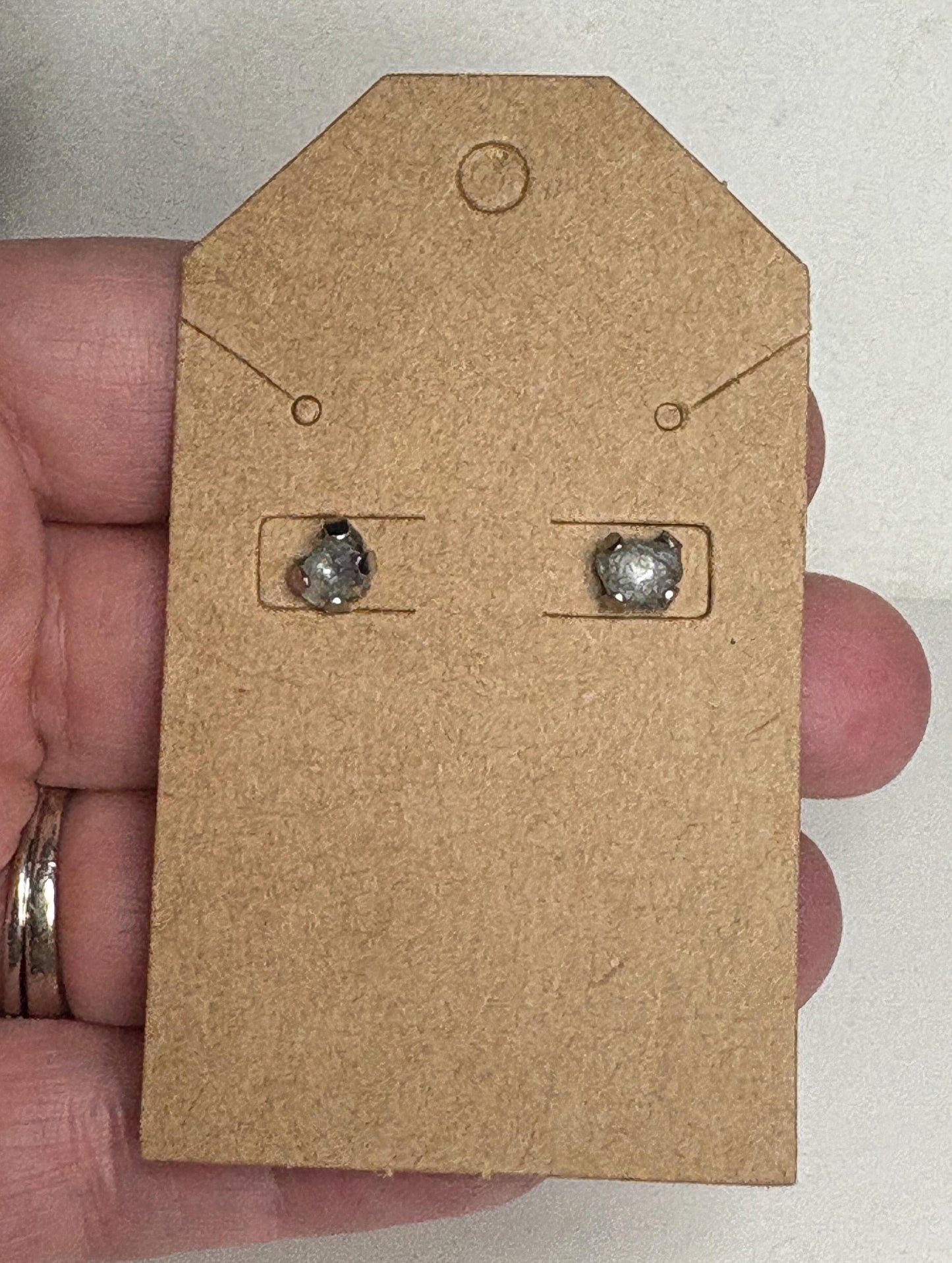 Green Natural Rough Matched MONTANA Sapphire Untreated Stud Earrings in Stainless Steel