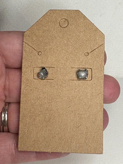 Green Natural Rough Matched MONTANA Sapphire Untreated Stud Earrings in Stainless Steel