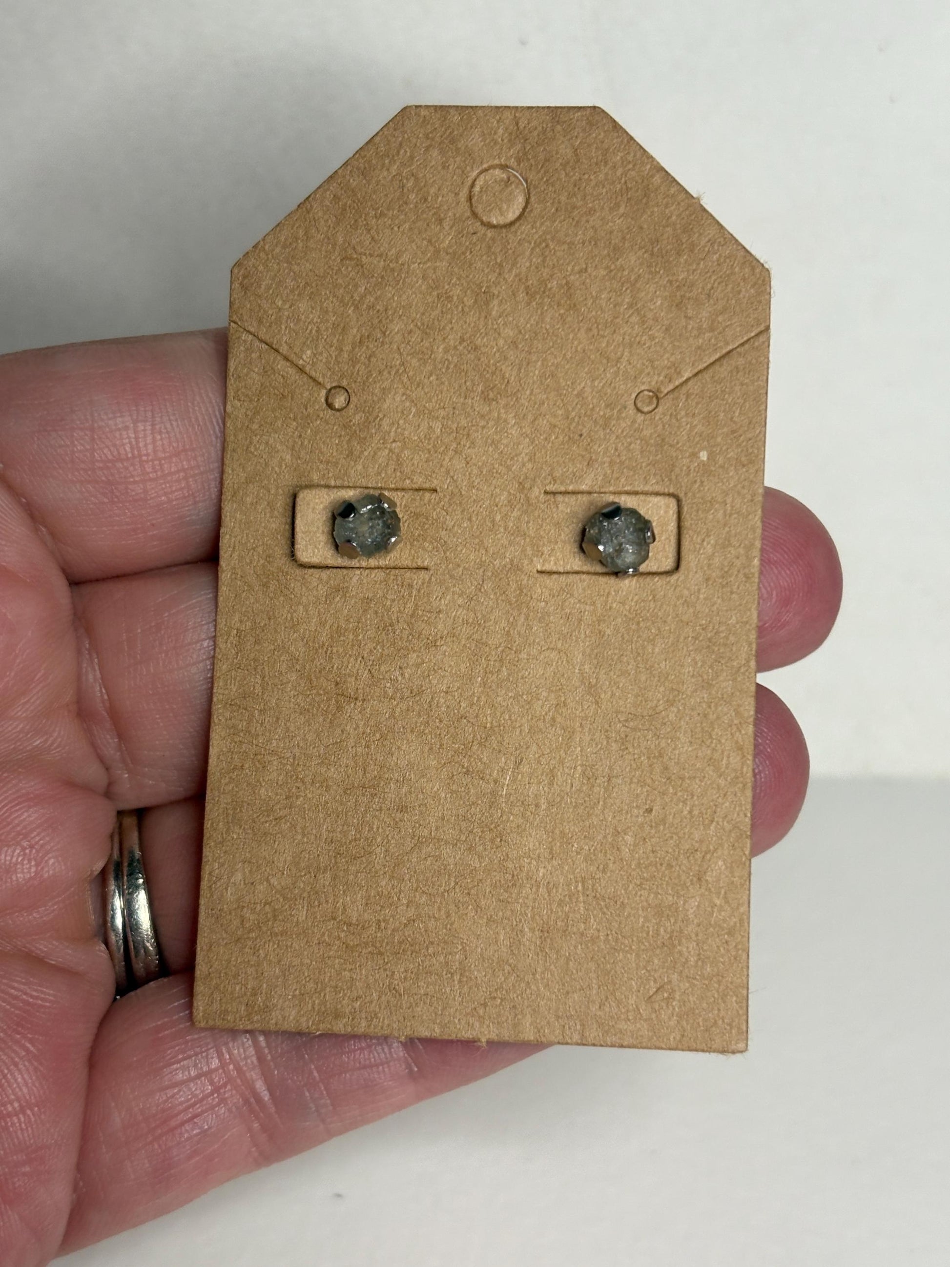 Green Natural Rough Matched MONTANA Sapphire Untreated Stud Earrings in Stainless Steel